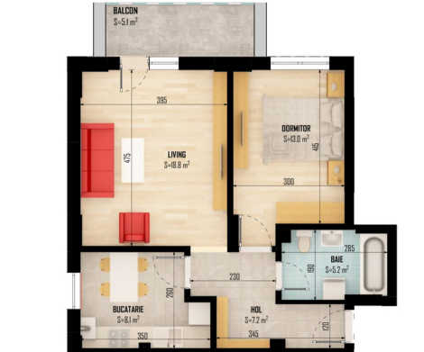 Apartament, 2 camere, Top Trade Residence , Vedere nord